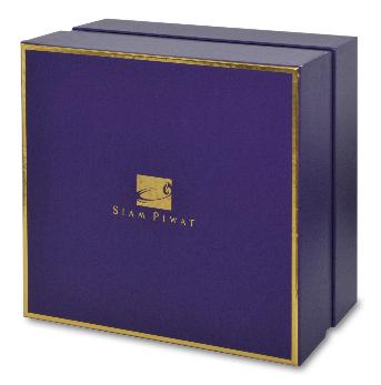 กล่องของขวัญพรีเมี่ยม สยามพิวรรธน์ สีม่วงสวยหรู พิมพ์โลโก้สีทอง
 
